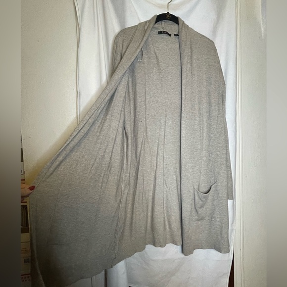 Cyrus Gray Soft & Comfy Open Front Duster Long Cardigan w/ Front Pockets Size L - Picture 6 of 10